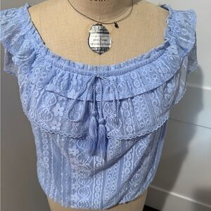 NWT - No Boundaries - Blue Lace Ruffle Top XXXL